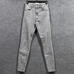 Zara Jeans Womens 6 Gray Denim Medium Wash Cotton Mid Rise Skinny Leg Streetwear